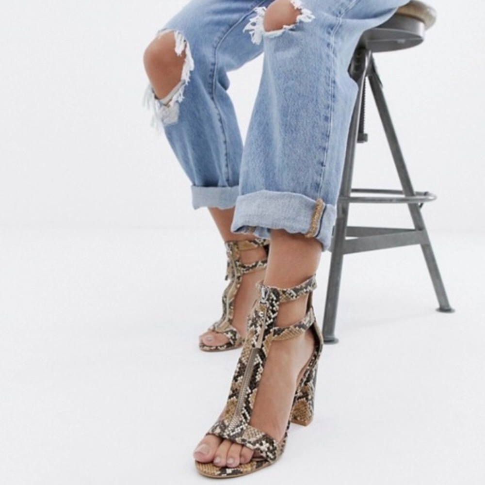 Simmi London Snake Print Block Heel Sandal